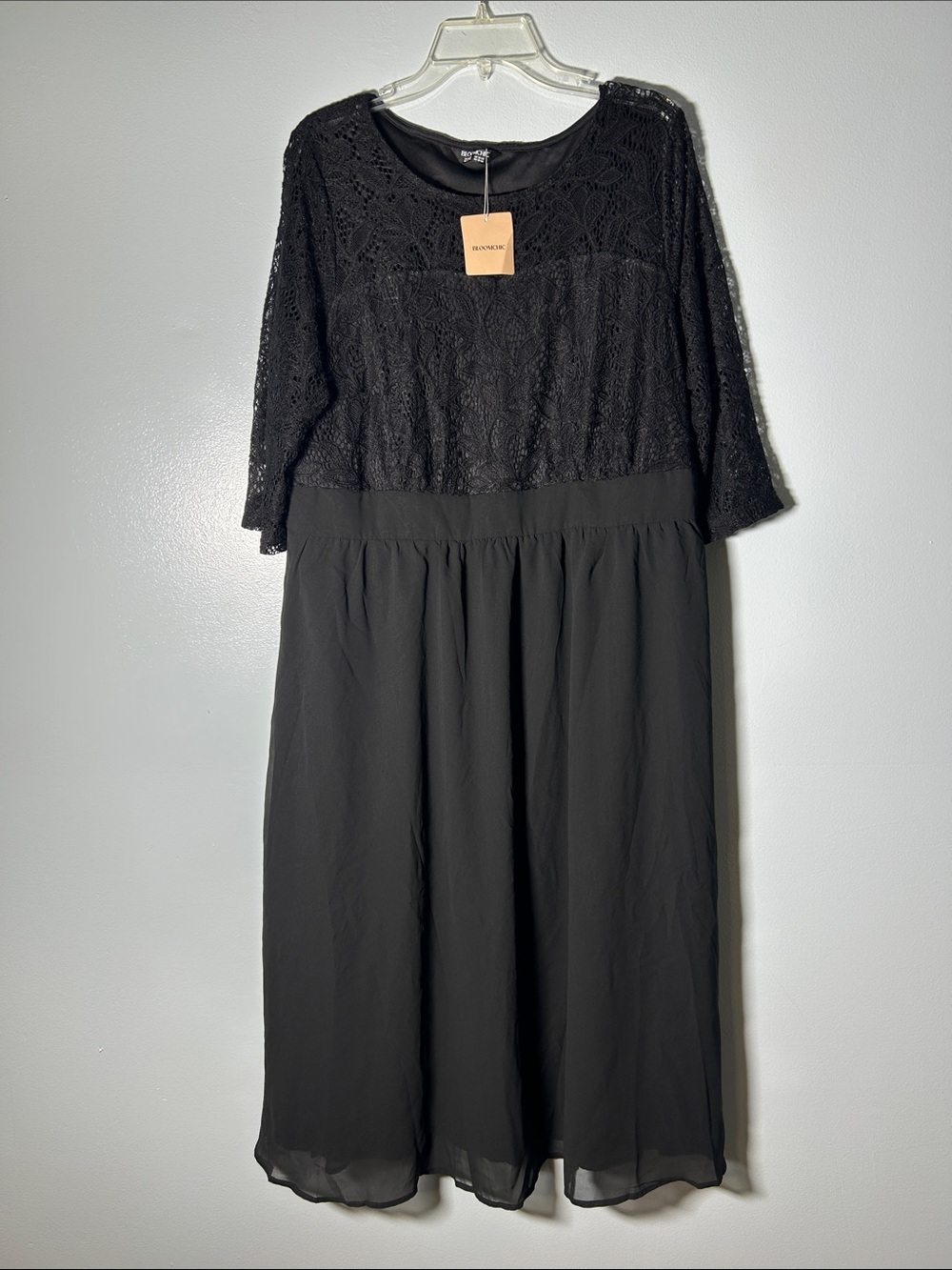 Boomchic Black Lace Bodice Midi Dress